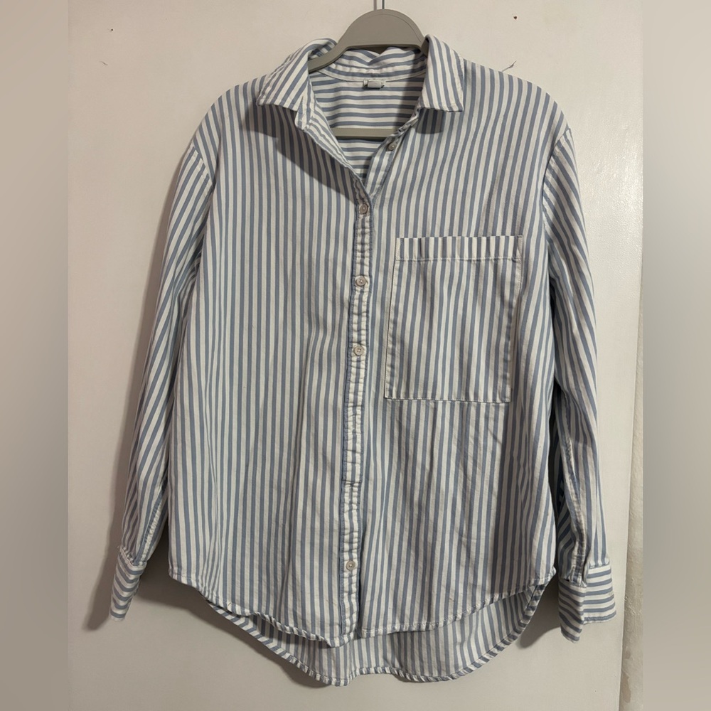 Aerie Blue and White Striped Top